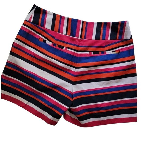 Anne Klein Poppy Combo Shorts Womens Striped Multicolor Cotton Stretch Shorts Si - Picture 2 of 16